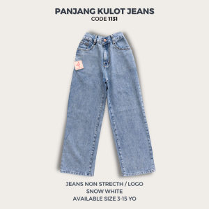 Celana Jeans Anak Perempuan Panjang Kulot Tanggung Pinggang Karet Aplikasi RippedNomenaKids 1130-31