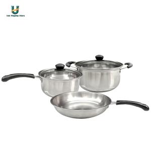 3-Piece Saucepan Set with Glass Lids and Stay Cool Handle for All Hobs [Ueb Flagship Store]