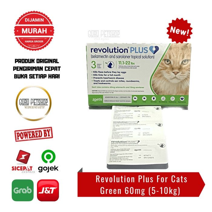Revolution Plus Green Obat Kutu Kucing Tetes 1ml (Berat 5-10kg