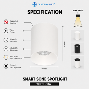 Outsmart Smart Zigbee Spotlight Sone  Surface Mount Ceiling Light  Dimmable Tunable White