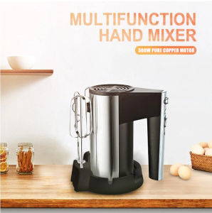 5-Speed 200W Stainless Steel Electric Mixer Desktop Egg Beater Handheld Mixer Kitchen Multi-Function with Storage base