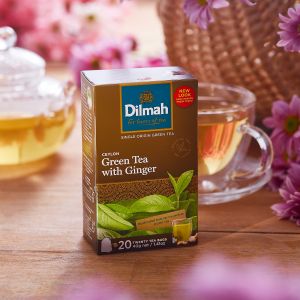 Dilmah Tea | Ceylon Tea | Pure Ceylon Green Tea with Ginger Tea-20 Individually Wrapped Tea Bags