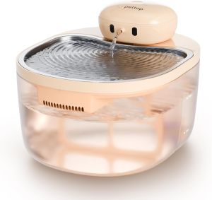 Pumpless Cat Water Fountain Automatic Wireless Pet Water Dispenser- 3L - Stainless Steel Tray – 3600mAh Battery Operated with Motion Sensor - The Easiest to Clean - for Cats Dogs