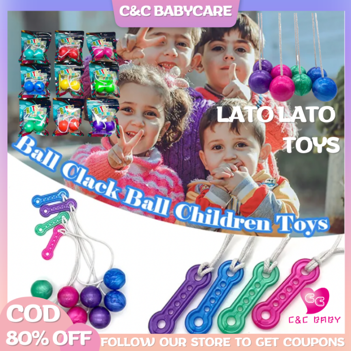 C&C BABY Lato Lato Toys In Stock lat lato lat lat lat Viral Old School  Games Pro-clackers Ball Viral Bola Etek Etek Toys New Viral Trending Toy  for