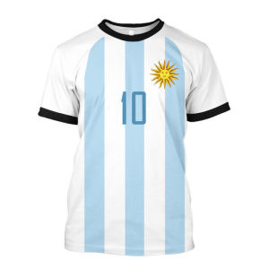 Football World Cup Argentina Messi 10 No. 3 Star Champion Jersey T ... 3D Digital Print Short Sleeve Direct Sale