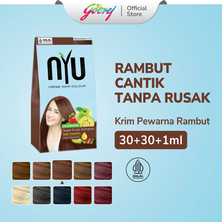 NYU Creme Hair Color Natural Brown 60ml - NYU Pewarna Rambut