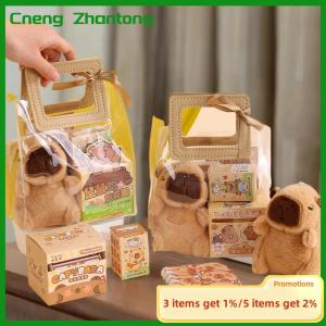 Cneng 1 Set Pen Stickers Notebook Plush Pendants Handbag Final Prizes Stationery Gift Bag For Students Kawaii Capybara Stationery Kit