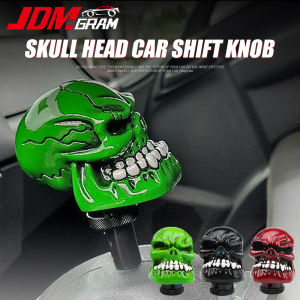 JDMGRAM Skull Head Car Gear Shift Knob Automatic Manual Universal 5 6 Speed Stick Shifter Lever Handle Funny Halloween Auto Accessories