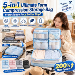 Compression Storage Bags 5 In 1 Vacuum Seal Bags 200% More Capacity Space Saving Travel Luggage Organizer Bags Clothes Blanket Storage