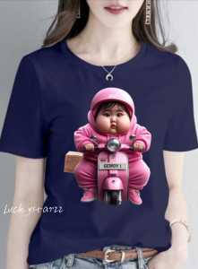 KAOS ATASAN MOTIF GIRLS GEMOY/COTTON COMBED WANITA
