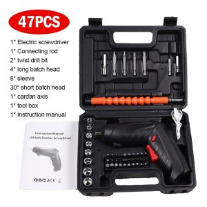 Metal Mart HOMETOOLMLK 47PCS 3.6V Cordless Electric Screwdriver Drill Rechargeable Cordless Screwdriver Drill Hand Drill Furniture