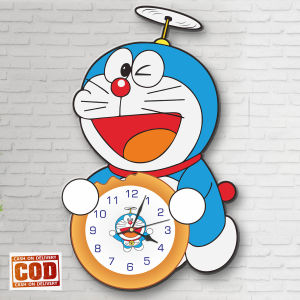 JAM DINDING LUCU KARAKTER DORAEMON / HIASAN DINDING KAMAR / HADIAH ULANG TAHUN / WALL CLOCK DORAEMON