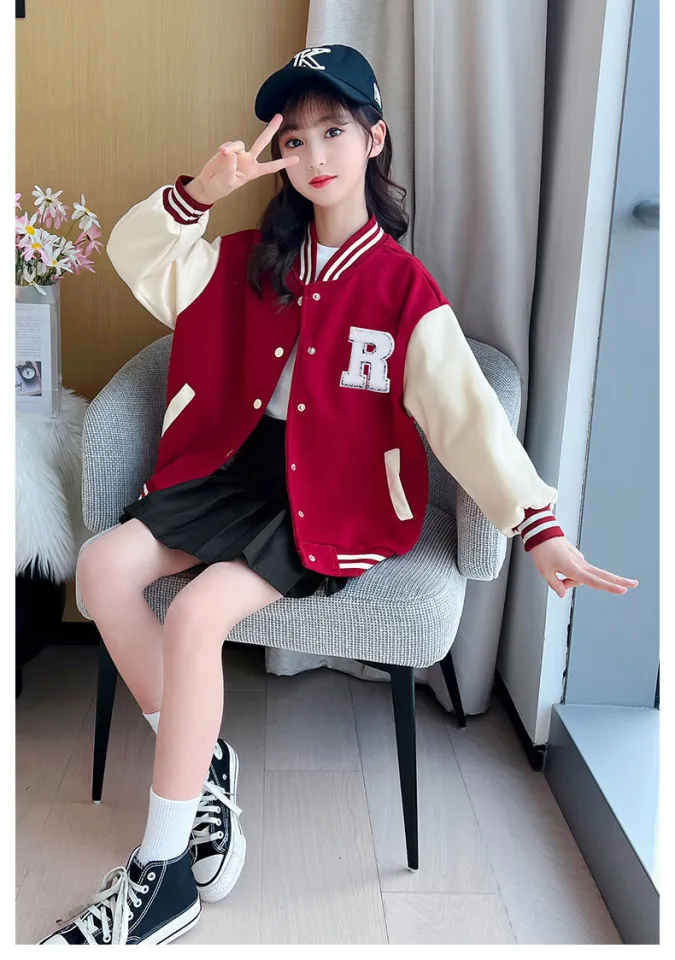 Teenage Girls Baseball Jackets For 5-14 Years Old Teens Clothes