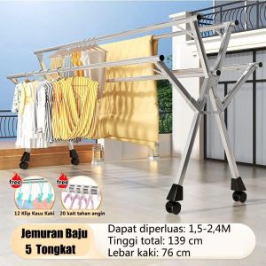 Jemuran baju stainless lipat besi kuat Tiang pengering pakaian multifungsi Rak pengering pakaian lantai drying racks