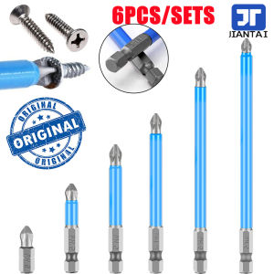 JIANTAI 6PCS Magnetic Anti-slip Drill Bit PH2 Bits Set Anti Slip Screw Extractor and Magnetic Screwdriver Bit Set Hand Tool Cross Head Bits Electric Screw Nozzle Taper Corrector