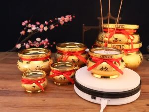 3.5/5 Inches Chinese Insenso Holder Gold-plated Incense Burner Incense Stick Burner Alloy Metal