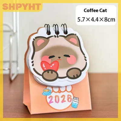 SHPYHT 2026 mini đơn giản dễ thương mô hình hoạt hình bàn Nhỏ Lịch Bỏ Túi lịch cầm tay kế hoạch trang trí máy tính để bàn