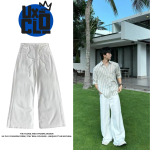 Quần Jean Ống Rộng Nam Nữ Phối Dây - WHITE LOOSE - UX CLO - UXC07