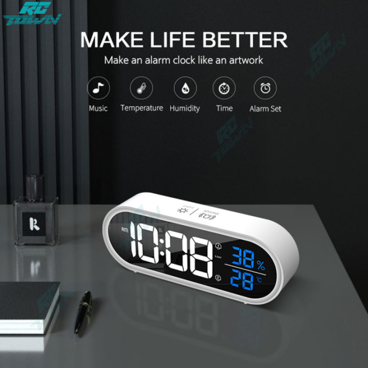 Rainbow Colored LED Digital Alarm Clock,Snooze, Adjustable Volume, Easy Operation, Outlet Powered For Bedroom,Desk,Black - View #9