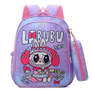 RA LABUBU Cartoon Cute 1-6th Grade Children School Bag Kids Girls Large Capacity Elementary School Students Backpack AR