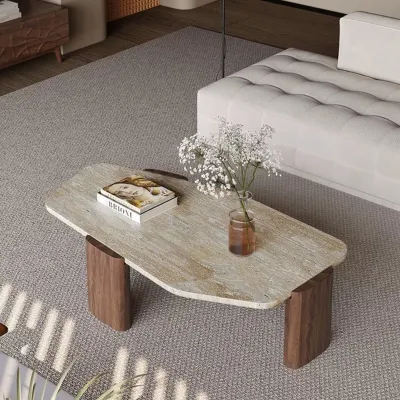 Wabi Sabi style irregular cave stone tea table home living room creative marble tea table homestay ho reception coffee table