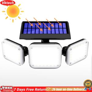 【Ready】【Vktech】 112 LED Outdoor Super Bright LED 300LM 3 Heads Flood Light for Garage Yard Porch