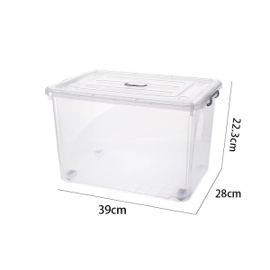 YIJU Transparent Large Capacity Stackable Plastic Storage box With Wheels Clothes Storage Organizer 收纳盒