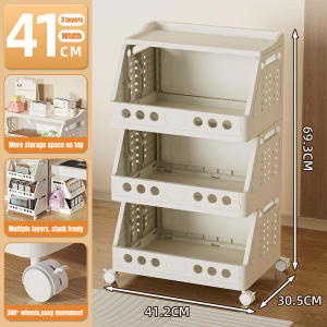 NestNest Home|Foldable Storage Rack Home Storage Small Trolley Book and Miscellaneous Plastic Storage Cart