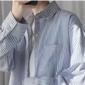 Yarn-dyed striped fabric Business Formal wear Lapel Tops Long sleeves Shirts