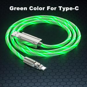Kabel Pengisi Daya Cepat Streamer Rotasi 180° 6A 120W Kabel Pengisi Daya Super Cepat Logam Bercahaya USB Ke Tipe-c LED Kabel Data Bercahaya Cocok untuk Huawei Oppo Xiaomi Vivo Android Typec
