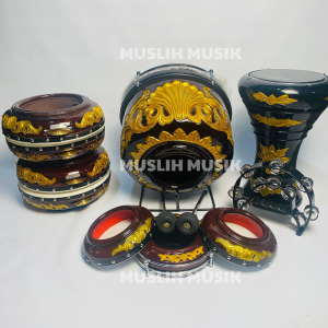 Hadroh Ukir Kuningan Batu Ukir Tam Mika Ukir Kualitas Super Lengkap 9 Alat FREE TAS -MM