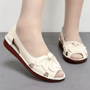 [Free Shipping] Retro Roman Sandals For Women 2025 New Soft Sole Peep-Toe Shoes For Middle-Aged And Elderly Hollowed-Out Sandals