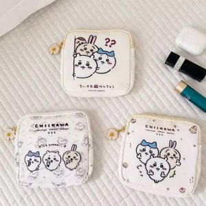 Kawaii Chikawa Hachiware Usagi ผ้าอนามัย Tampton กระเป๋าเก็บแบบพกพากันน้ํา Organizer กระเป๋าลายการ์ตูนกระเป๋าผ้าอนามัย