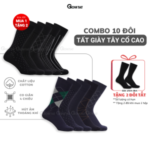 Combo 10 đôi vớ nam công sở GOMTAT màu xanh và đen chất liệu cotton cao cấp hút ẩm thoáng khí êm chân - GOM-MIX17-CB10