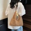 MILDPETAL Dung lượng lớn Túi cói Khoét rỗng Bohemian Túi đeo vai Thường ngày Túi xách đi biển cho kỳ nghỉ ở bãi biển. 