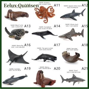 Eelux Simulation Marine Life Action Figures Ocean Animal Model Educational Toys Cake TopperCollection Gift Shark Dolphin Hammerhead