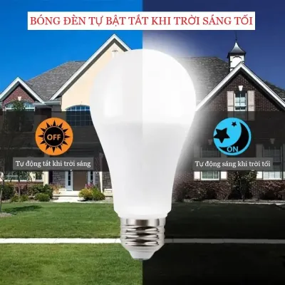 Bóng Đèn LED Cảm Biến Ánh Sáng Tự Tắt/MởTự Động - Ánh Sáng Vàng/Trắng 10W/12W
