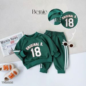 Set bộ nỉ dài tay thể thao họa tiết hình in Original kèm quần dài bé trai 9 tới 28kg BERNIE T0625B35