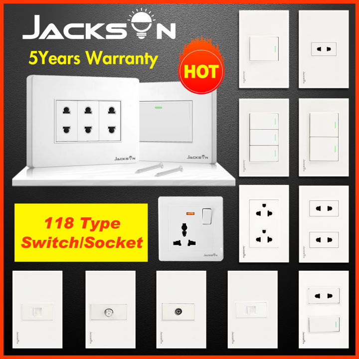 Black & White & 2way 】Switches and Outlet 3 Gang Outlet 2 Gang Outlet