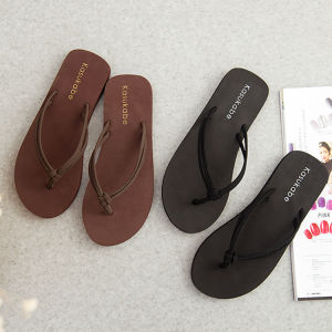 [Free Shipping] 4Cm/7Cm Wedge Heel Double-Strap Mid-Heel Flip-Flops WomenS Flat Sandals Beach Sandals Non-Slip Sandals Outdoor Sandals Summer Sandals