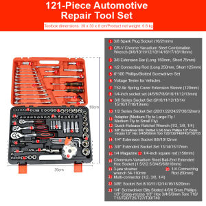 CHUANGCHAO 121 PCS Tools Socket Wrench Set Car Tools Set Torque Wrench Tool Box Set Wrench Tools Set