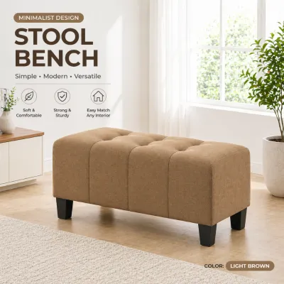 CHF Nora Modern Stool Bench Chair Light Grey Minimalist Design Simple Comfortable Sturdy Easy Match Furniture