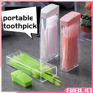 BIBLIO 50pcs Double-headed Dental Floss Interdental Toothpick Teeth Sticks Tooth Clean Oral Care Random Color