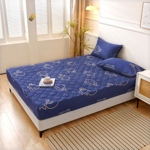 3 In 1 Quilted Bedsheet Set Single/Queen/King Size Quilted Cotton Mattress Pad Fitted Bed Sheet Mattress Protector Garterized Design Bed Cover