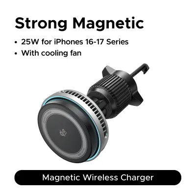UGREEN Qi2.2 25W Magsafe Wireless Car Charger Aircon Vent Car Phone Holder with Cooling Fan Qi2 25W for iPhone 17 16Pro Max iPhone 17 16 Google Pixel