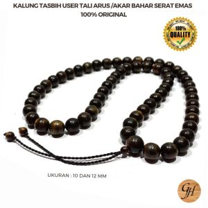 Kalung Tasbih User TALI ARUS / AKAR BAHAR serat Emas Kwalitas TERBAIK 10 dan 12 mm