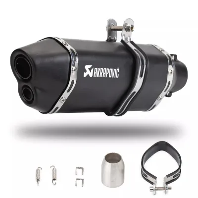 【HOT】TEYIN 38-51mm Inlet Universal Motorcycle Exhaust Muffle Stainless Steel Canister Tailpipe Akrapovic Muffler