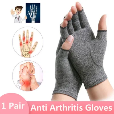 【PrettySet】1 Pairs Men/Women Arthritis Gloves Touch Screen Gloves Anti Arthritis Therapy Compression Gloves and Ache Pain Joint Relief Grey S/M/L