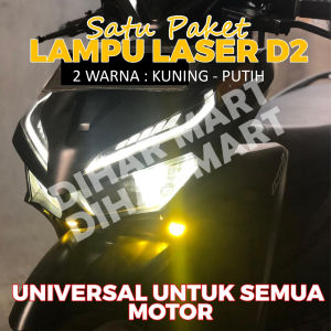 LAMPU SOROT D2 LASER PNP GRATIS SAKLAR TINGGAL PASANG / LAMPU TEMBAK 2 MODE KUNING PUTIH UNTUK SEMUA MOTOR