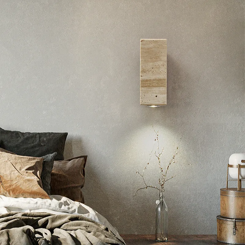 Asymmetrical Travertine Wall Sconce – Sculptural Natural Stone Light